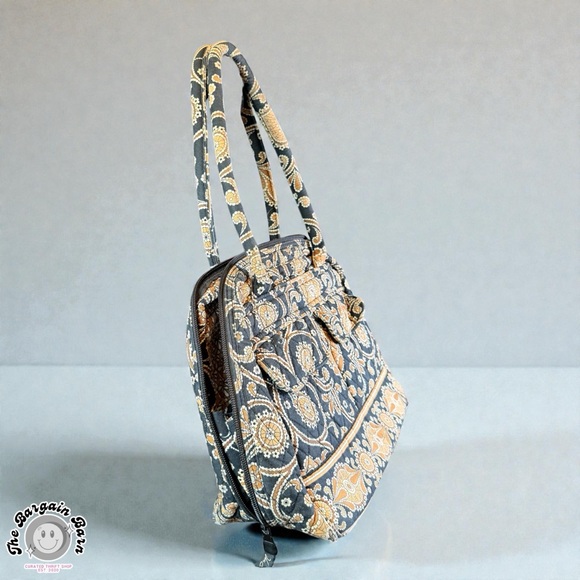 Vera Bradley Café Latte Y2K Quilted Bowler Shoulder Bag Brown Tan Zip Top Purse - Picture 4 of 7